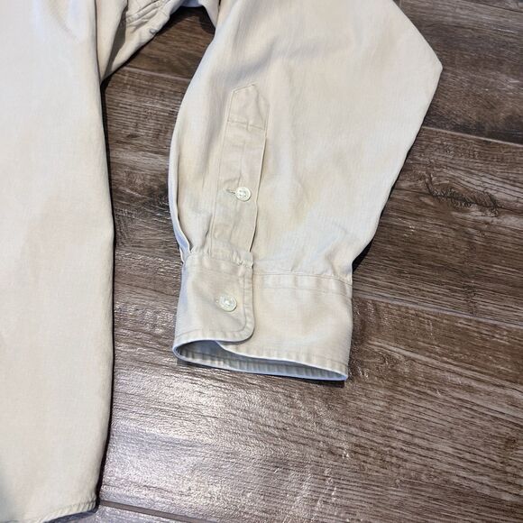 Polo Ralph Lauren Long Sleeve Shirt Mens XL Tan Blake Silk Blend Button Pony - Picture 4 of 10